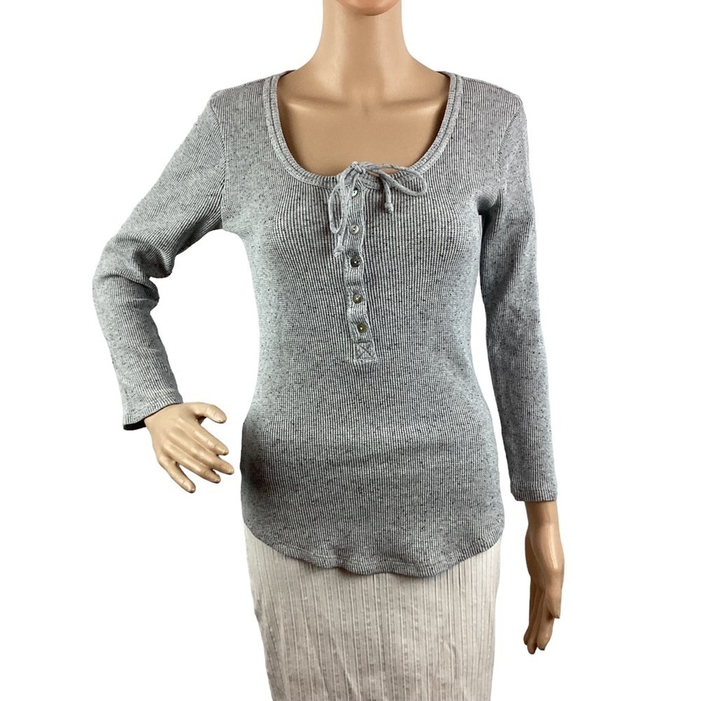 Lucky Brand Waffle Knit Henley Size S Gray